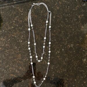 Express Pearl & Chrome Bead Necklace